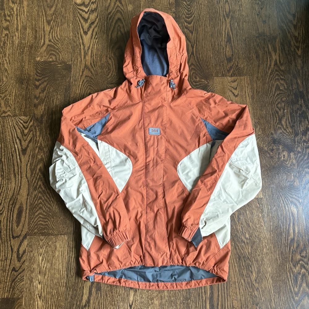 Helly Hansen Ski Jacket Mens XS Helly Tech Colorblock Waterproof Hooded Orange